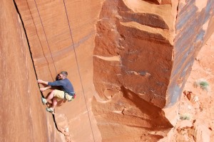 The author tries his hand at 'Piece of Shit, Pile of Monkey Nuts' (5.11+)