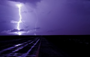 Lightning strikes the Arizone Desert